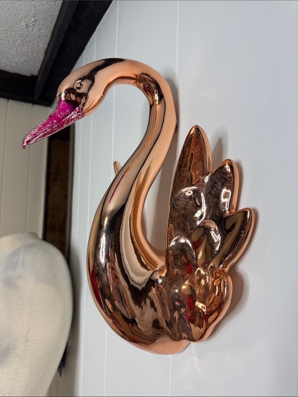 Vintage ceramic wall decor rose gold swan